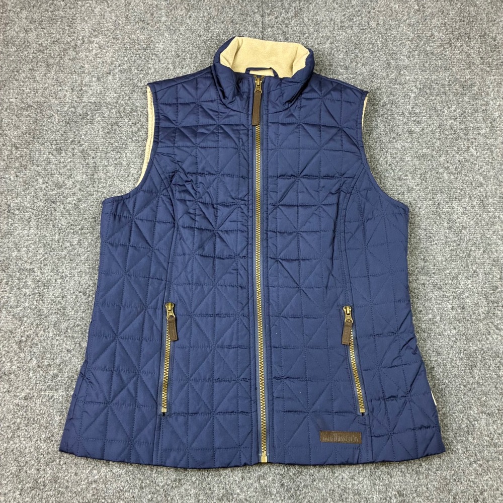 GH Bass & Co Womens Size Small Navy Blue Quilted Fleece Lined Full Zip Vest